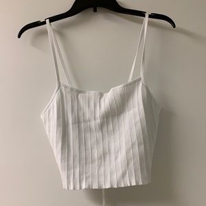 NWT white ribbed lace-up back crop top with spaghetti straps from PacSun